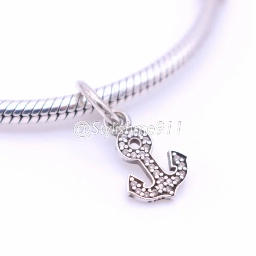 Authentic PANDORA Retired Anchor Dangle with Zirconia